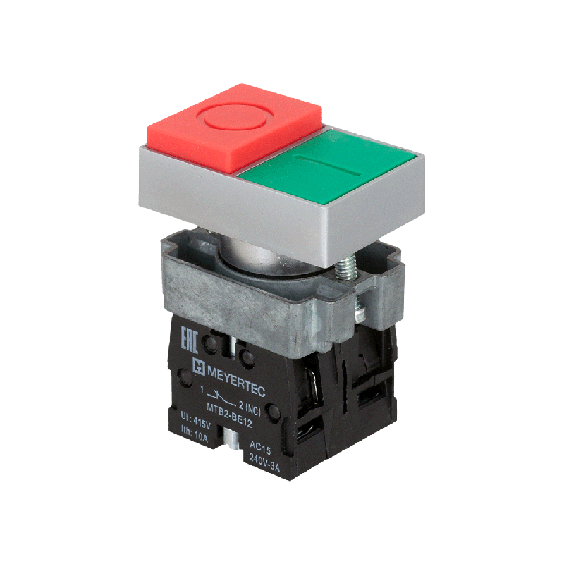 кнопка двойная красн./зел. 1no+1nc выступающий толкатель мет. mtb2-blz1584 овен 58202 от BTSprom.by