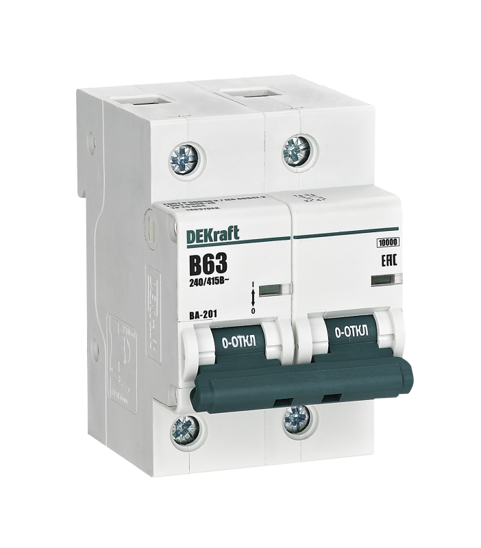 выключатель автоматический 2п b 63а 10ка ва-201 dekraft 13037dek от BTSprom.by