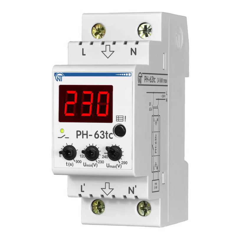 реле напряжения рн-63tc - 63а – 220в din – рейка для защиты техники во всей квартире 2 din журнал аварий термозащита новатек-электро 3425600063tc от BTSprom.by