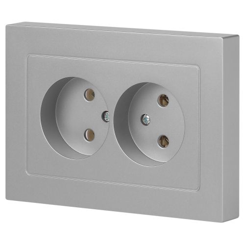  Розетка 2-м СП Accent 6-204-03 16А IP20 250В 2P AL/CU алюм. Intro Б0063453 фото в каталоге от BTSprom.by