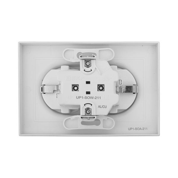  Розетка 2-м СП Эпика 16А с заземл. защ. шторки с рамкой механизм алюм. EKF UP1-SOA-211 фото в каталоге от BTSprom.by