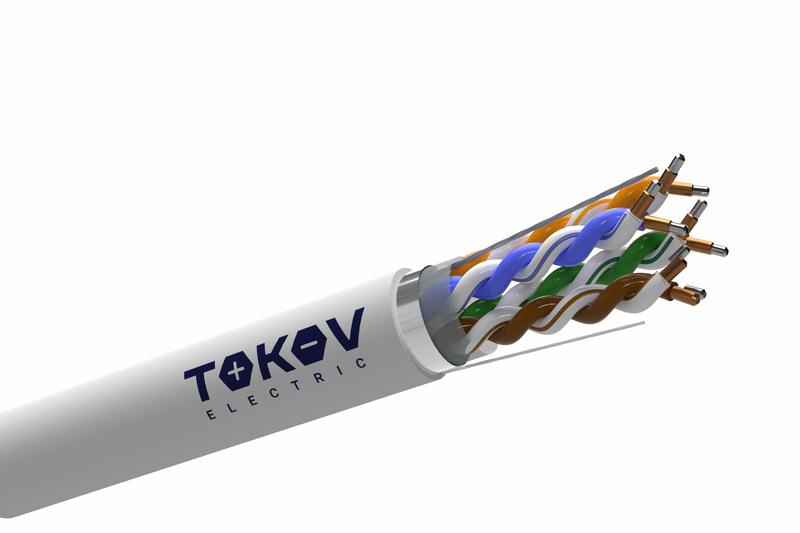 кабель витая пара f/utp 4х2х24 awg кат.5e cca pvc indoor fluke tested 305м (м) tokov electric tkl-c06-f42cca-5e-305-pvc от BTSprom.by