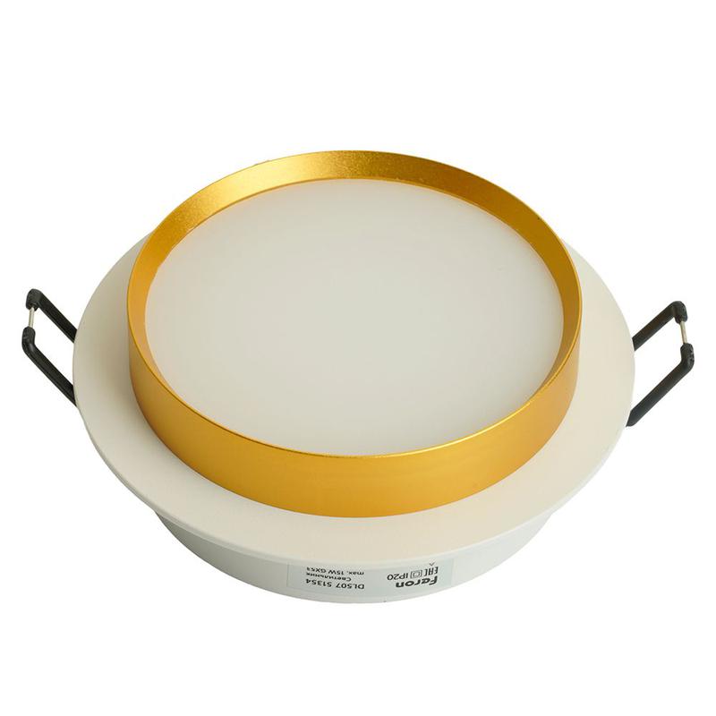 светильник потолочный встраиваемый 15вт 230в gx53 бел. + зол. круг без лампы dl507 feron 51354 от BTSprom.by