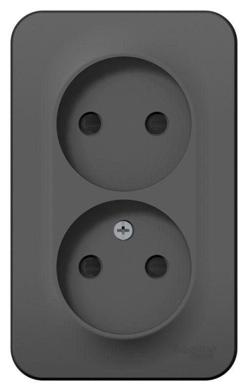 розетка 2-м оп blanca 16а ip20 250в без заземл. защ. шторки с изолир. пластиной антрацит se blnra001216 от BTSprom.by