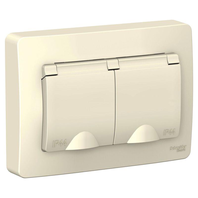 розетка 2-м сп blanca 16а ip44 250в с заземл. защ. шторки с крышкой молоч. se blnrs441122 от BTSprom.by