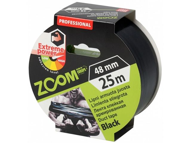 лента армированная клейкая 48ммх25м zoom (черная 250 мкм) 02-5-4-006 от BTSprom.by