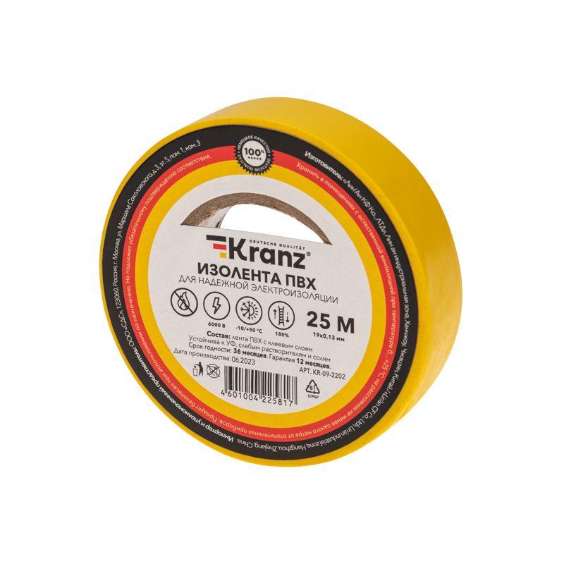 изолента пвх 0.13х19мм 25м желт. kranz kr-09-2202 от BTSprom.by