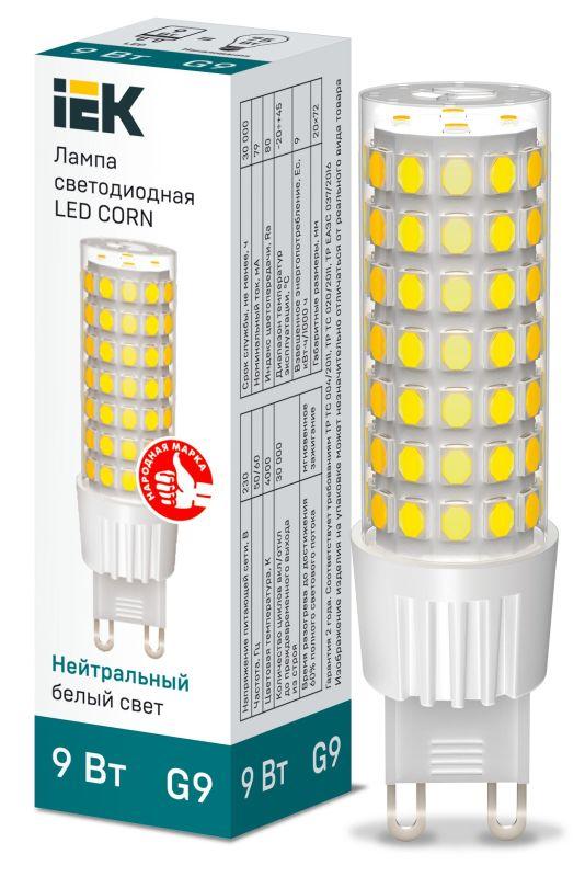 лампа светодиодная corn 9вт капсульная 4000к нейтр. бел. g9 230в керамика iek lle-corn-9-230-40-g9 от BTSprom.by