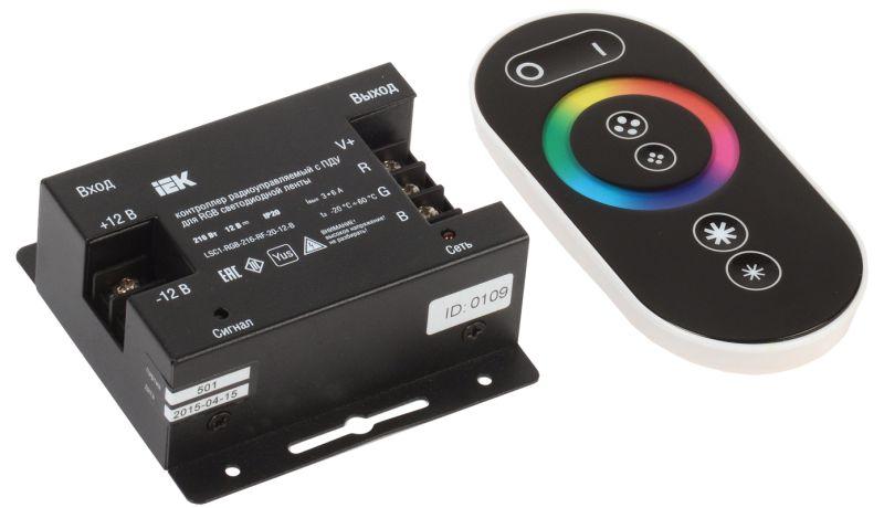 контроллер с пду радио rgb 3 канала pro 5050 12в 6а 216вт черн. iek lsc1-rgb-216-rf-20-12-b от BTSprom.by