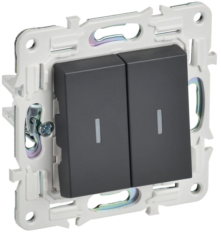 выключатель проходной 2-кл. skandy 10а sk-v10t с индикацией титан iek sk-v22-1-10-k48 от BTSprom.by