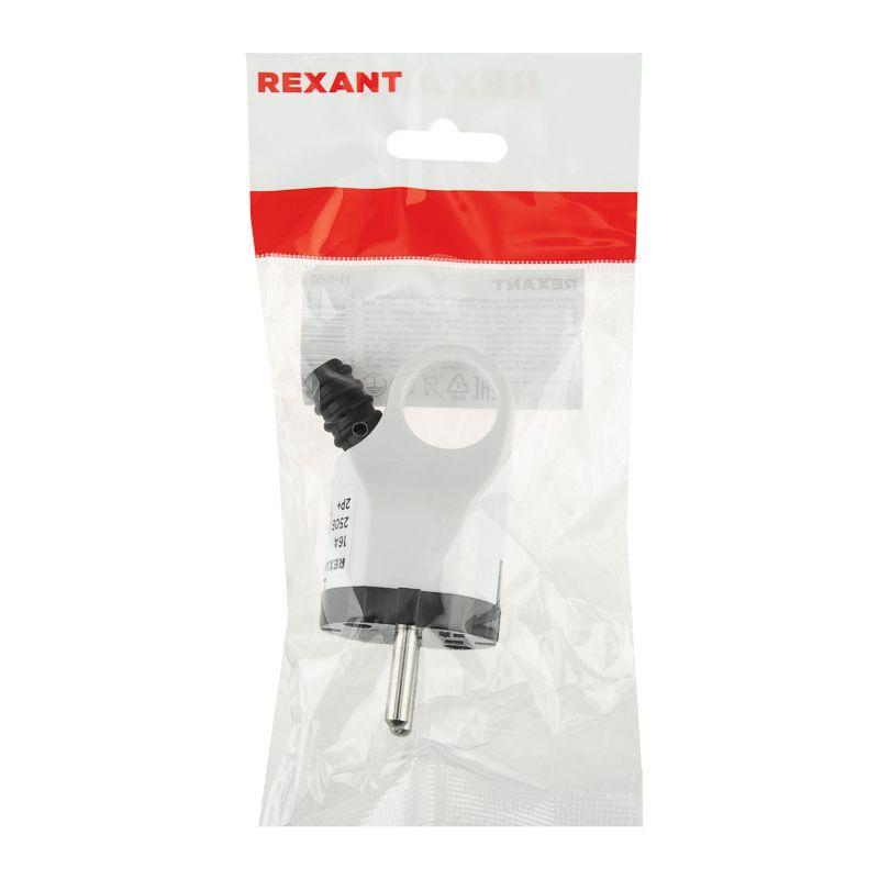  Вилка угловая 16А с заземл. евро стандарт с ушком (кольцом) бел./черн. Rexant 11-8952 фото в каталоге от BTSprom.by