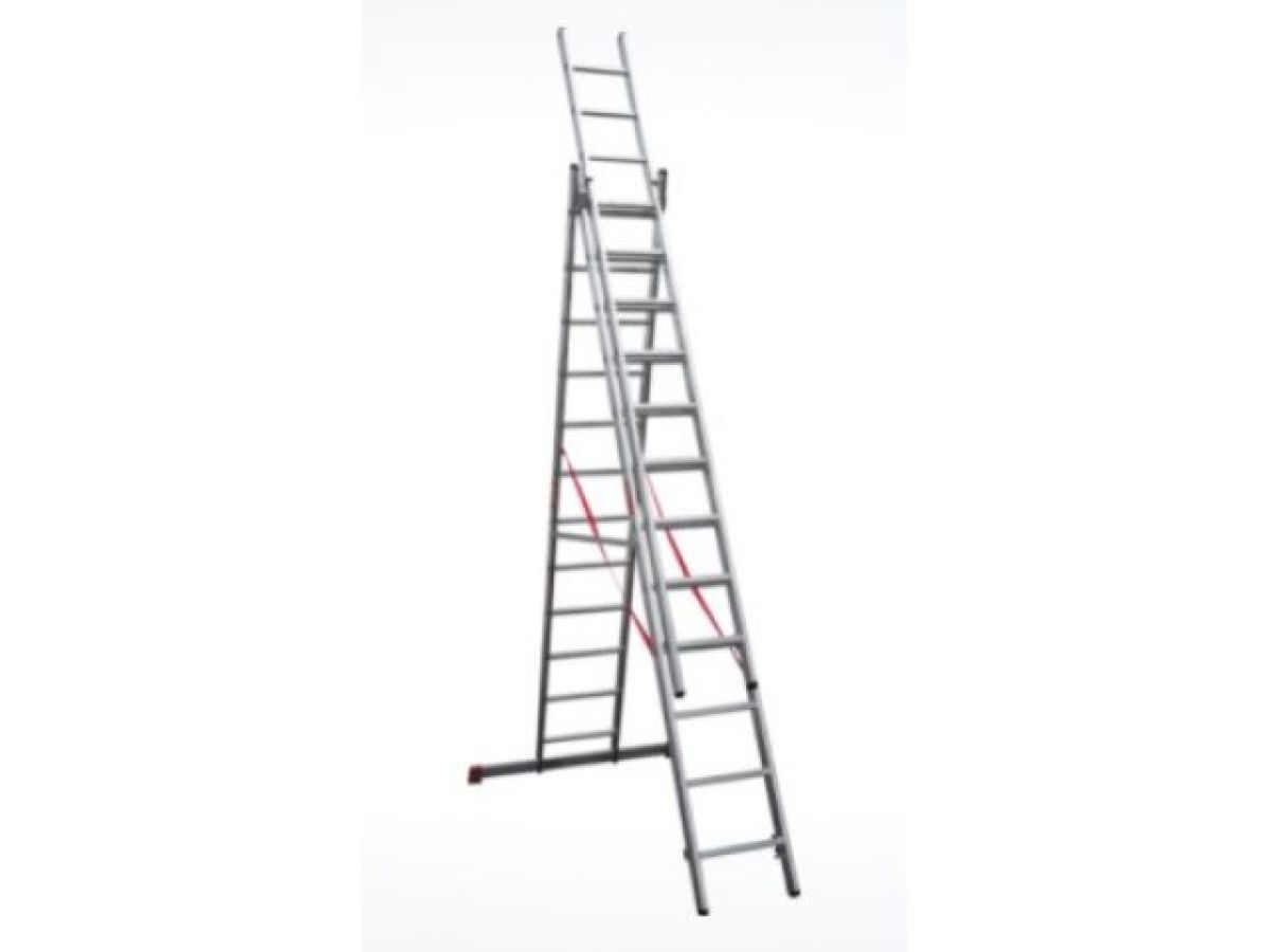 лестница алюм. 3-х секц. 309/796/328 см 3х12 ступ. 20,2кг  nv3230 новая высота (макс. нагрузка 150кг) 3230312 от BTSprom.by