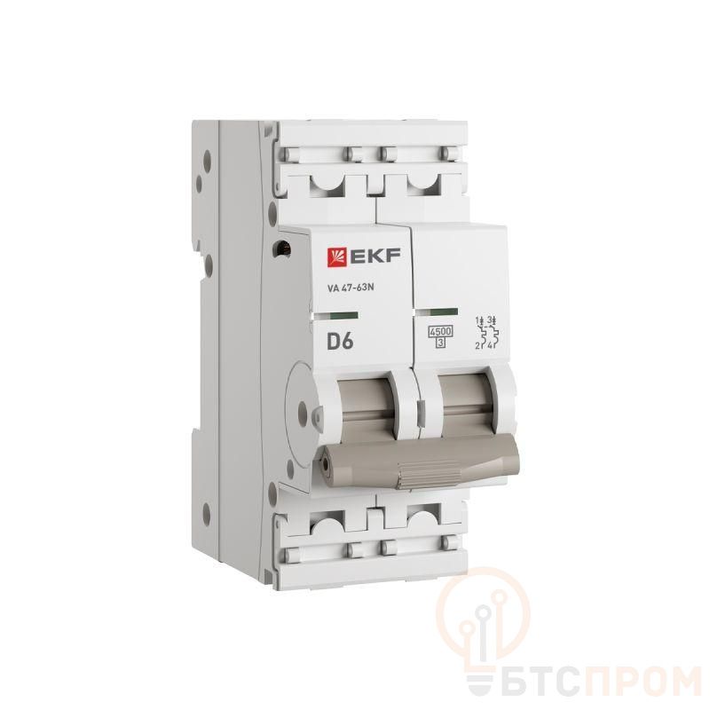 Выключатель автоматический 2п D 6А 4.5кА ВА 47-63N PROxima EKF M634206D фото в каталоге от BTSprom.by  Выключатель автоматический 2п D 6А 4.5кА ВА 47-63N PROxima EKF M634206D фото в каталоге от BTSprom.by