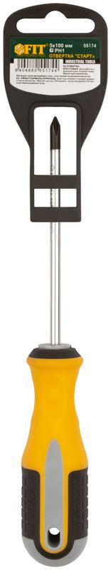  Отвертка "Старт" CrV сталь прорезиненная ручка 5х100мм РН1 FIT 55174 фото в каталоге от BTSprom.by