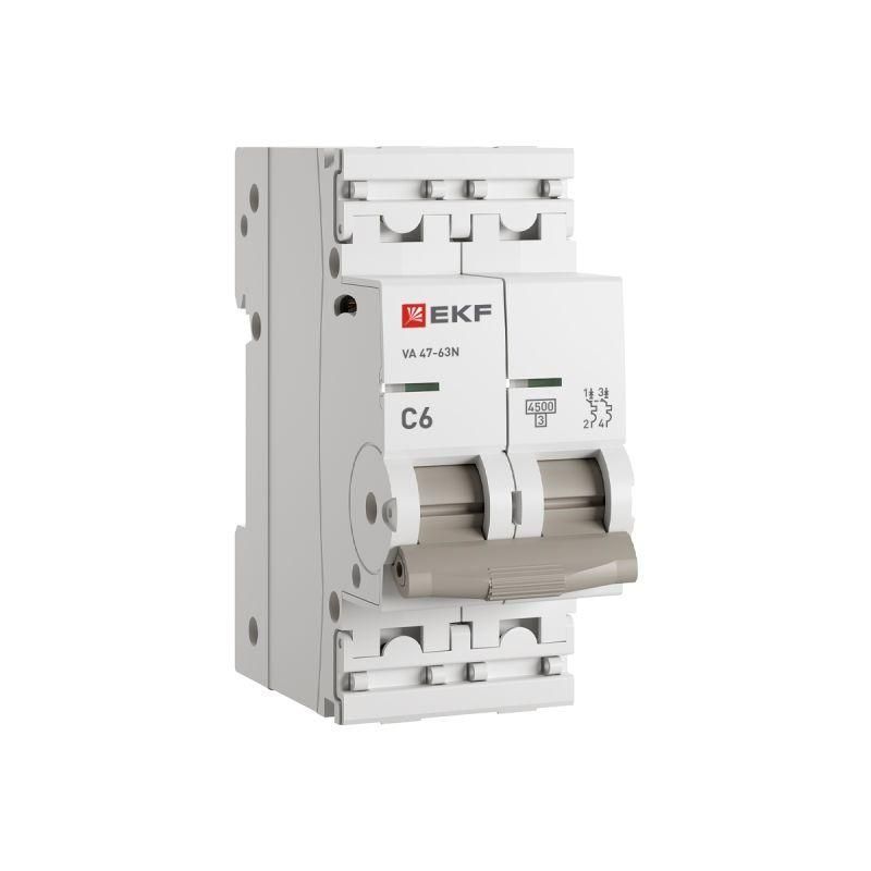 выключатель автоматический 2п c 6а 4.5ка ва 47-63n proxima ekf m634206c от BTSprom.by