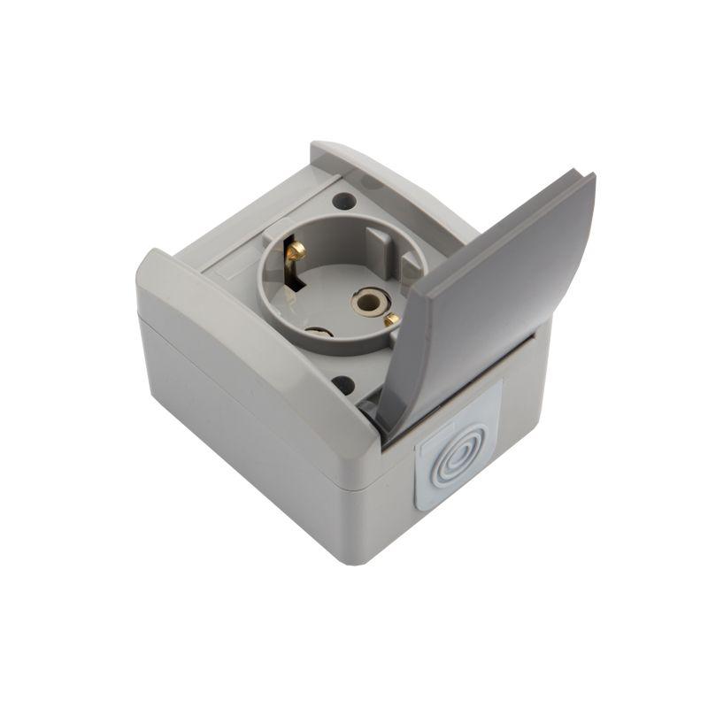  Розетка 1-м ОП INDUSTRIAL IP54 с заземл. керамика сер. Kranz KR-78-0612 фото в каталоге от BTSprom.by