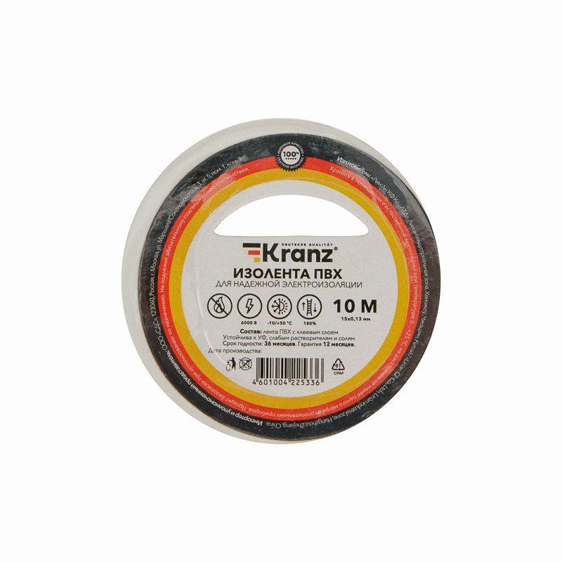 изолента пвх 0.13х15мм 10м бел. (уп.10шт) kranz kr-09-2001 от BTSprom.by
