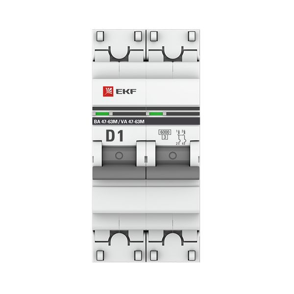  Выключатель автоматический модульный 2п D 1А 6кА ВА 47-63M с одним магнит. расцеп. EKF mcb4763m-6-2-1D-pro фото в каталоге от BTSprom.by