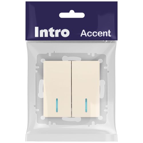  Выключатель 2-кл. СП Accent 6-105-02 10А IP20 250В с подсветкой AL/CU сл. кость Intro Б0063509 фото в каталоге от BTSprom.by