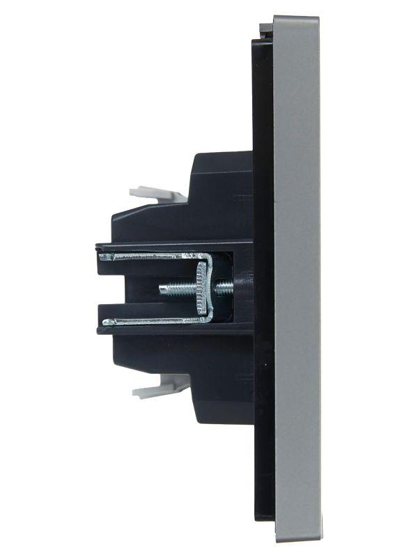  Выключатель 1-кл. СП FORTE&PIANO 10А FP502 с индикацией сталь IEK FP-V10-1-10-1-K46 фото в каталоге от BTSprom.by