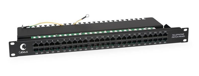 патч-панель pl-50-tel-dual idc 19дюйм (1u) 50 портов rj-45 dual idc (телефонная раскладка) cabeus 7003c от BTSprom.by