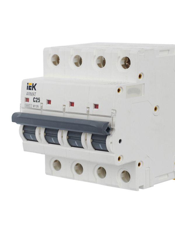  Выключатель автоматический модульный 4п C 25А M10N ARMAT IEK AR-M10N-4-C025 фото в каталоге от BTSprom.by