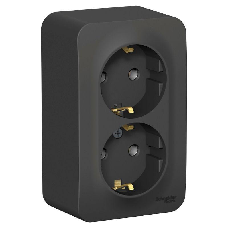 розетка 2-м оп blanca 16а ip20 250в с заземл. без защ. шторок антрацит se blnra010206 от BTSprom.by