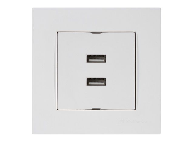 розетка компьютерная 2хusb (скрытая, горизонт.) белая, rita, mutlusan (2xusb charge, 5v-1.0a) 2220 449 0101 от BTSprom.by