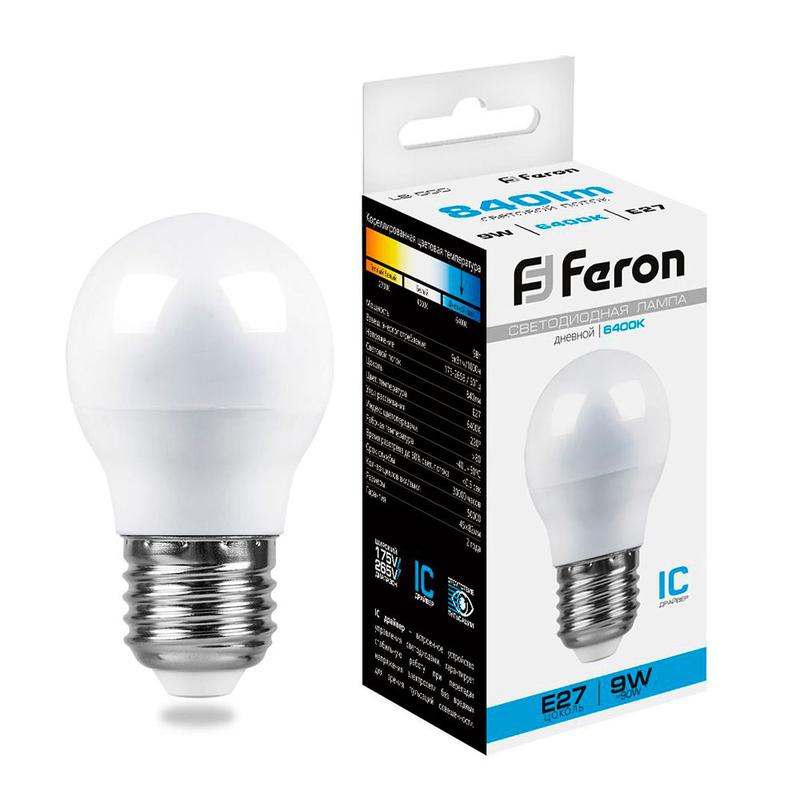 лампа светодиодная 9вт 230в e27 6400к g45 lb-550 feron 25806 от BTSprom.by
