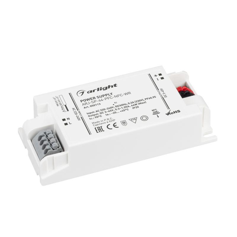 блок питания arj-sp-44-pfc-nfc-wr 44вт 3-45в 0.3-1.05а ip20 пластик arlight 050113 от BTSprom.by