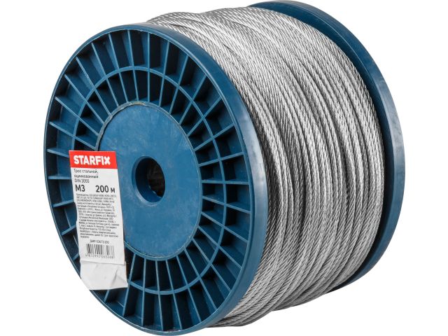 трос стальной, оцинк. м3 din 3055 (бухта 200 м) starfix smp-53673-200 от BTSprom.by