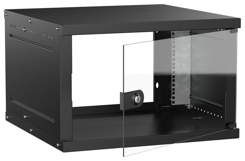 шкаф настенный 6u 600х600мм дверь стеклян. черн. generica lwe5-06u66-gf-g от BTSprom.by