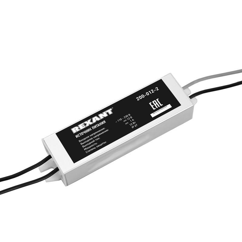 источник питания led 220в 12в 12вт с проводами влагозащ. ip67 rexant 200-012-2 от BTSprom.by