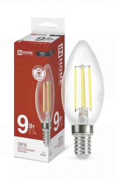 лампа светодиодная led-свеча-deco 9вт свеча прозрачная 4000к нейтр. бел. e14 1040лм 230в in home 4690612026206 от BTSprom.by