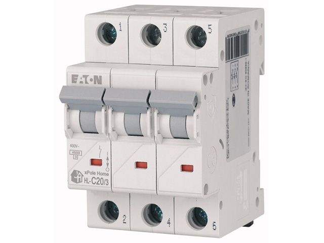 автоматич. выключатель eaton hl-c20/3, 3p, 20a, тип c, 4.5кa, 3m 194792 от BTSprom.by