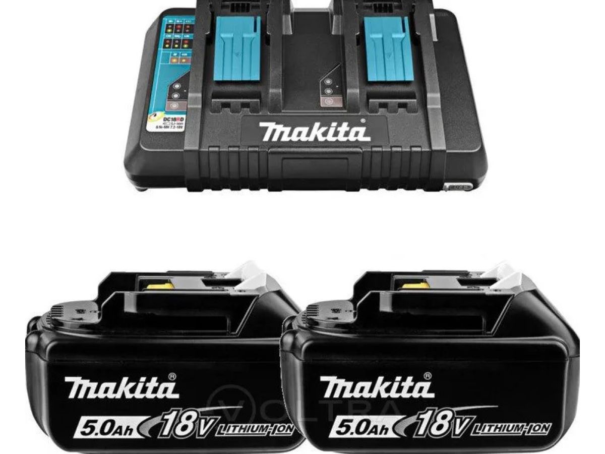 комплект аккумулятор lxt 18.0 в bl1850b 2 шт. + зарядное устройство dc18rd (набор bl1850b 18v 5,0 ah 2 шт. + dc18rd двухпортовая) (makita) 191l75-3 от BTSprom.by