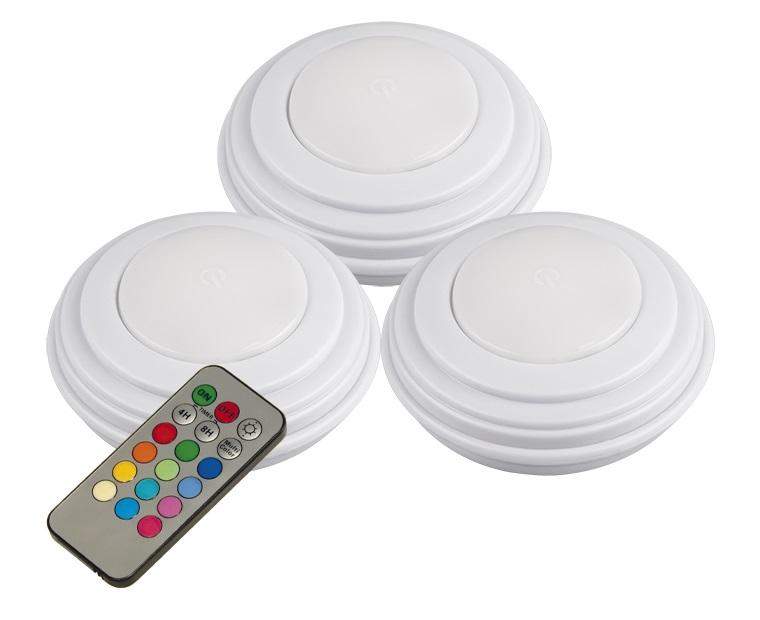  Набор светодиодных светильников TS5-RGBx3 3SMD + 3RGB 6700-7000К 60лм пушлайт 3шт + с пультом ДУ 2 градации яркости 12 режимов RGB таймер 3хAAA (не в компл.) JazzWay 5031630 фото в каталоге от BTSprom.by