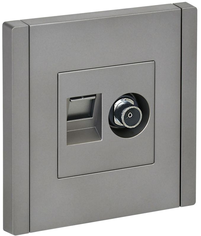 розетка 2-м tv+rj45 кат.5e forte&piano fp536 сталь iek fp-ak20-1-k46 от BTSprom.by