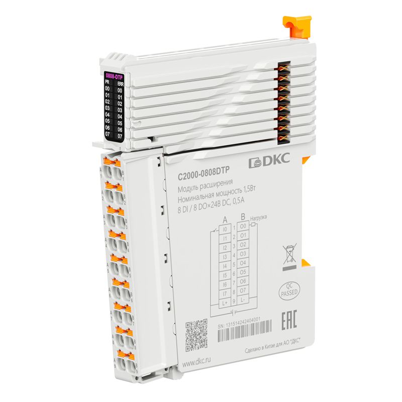 модуль расширения c2000 8 di - 24в dc(pnp) 8 do - 24в dc(pnp) dkc c2000-0808dtp от BTSprom.by