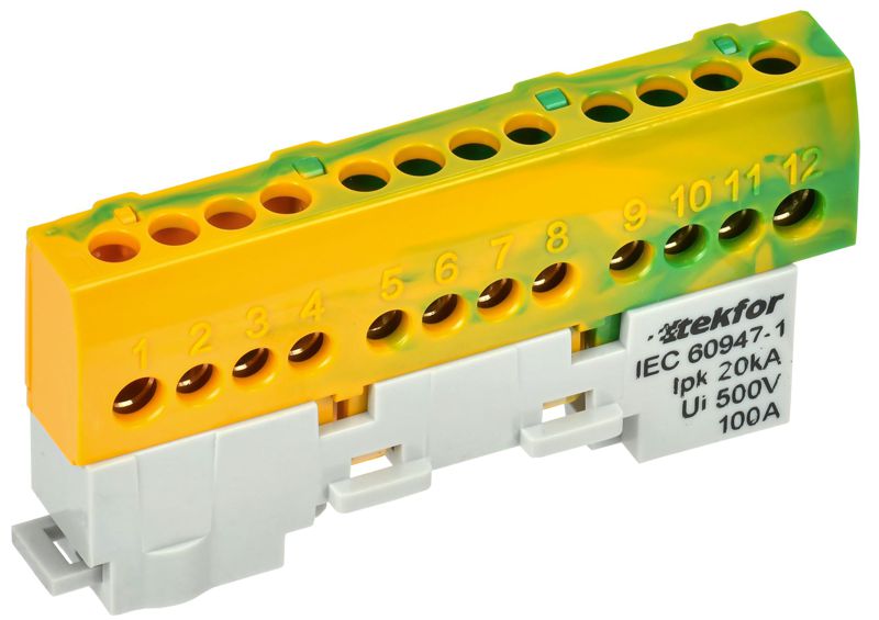шина pe "земля" изол на универс. держ. 6х9-12-жз tekfor iek tf-nn10-12-kl-k52 от BTSprom.by