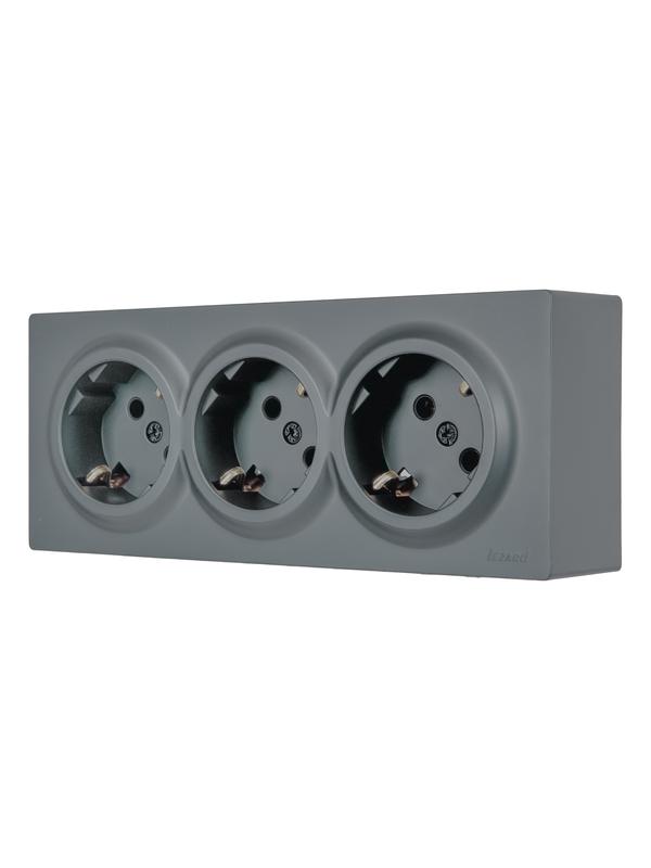 розетка 3-м оп leto с заземл. закрытый корпус пбт графит lezard 752-3400-127bup от BTSprom.by