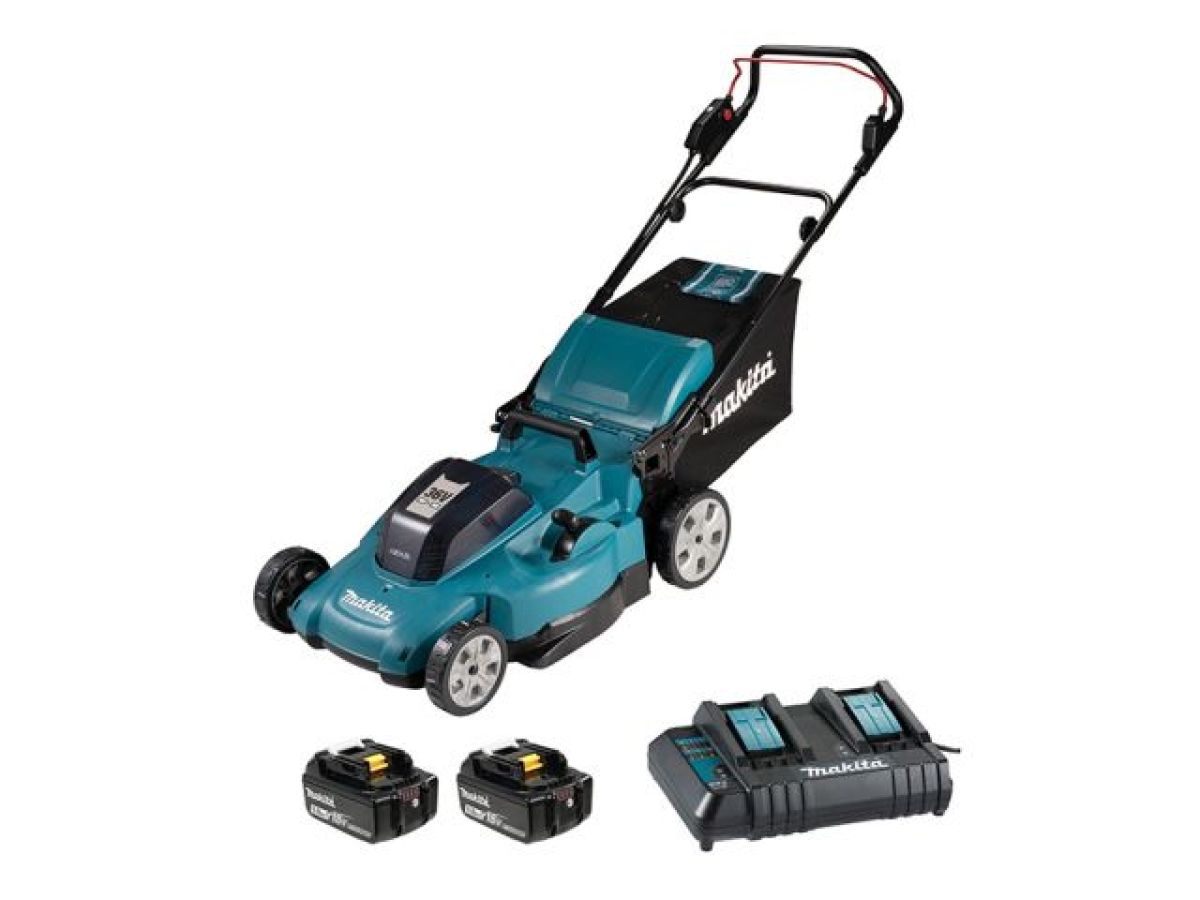 газонокосилка аккумуляторная makita lxt dlm538ct2 (18.0 в, 2 акк., 5.0 а/ч, li-ion, шир. 500 мм, выс. 20-100 мм, пластм. корпус, травосборник 70) dlm538ct2 от BTSprom.by