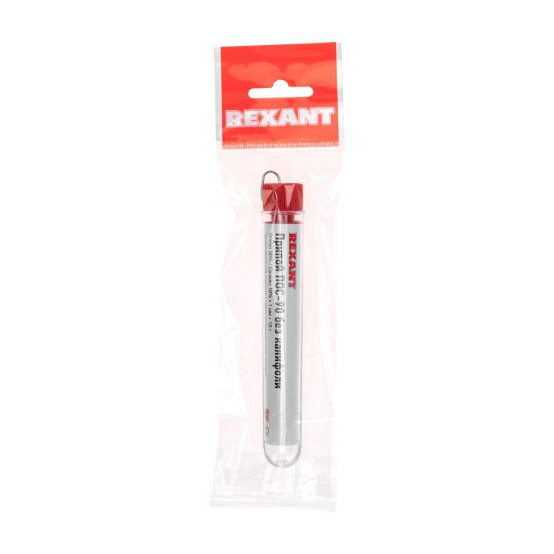  Припой без канифоли ПОС-90 10г d1.0мм (Sn90 Pb10) колба Rexant 09-3094 фото в каталоге от BTSprom.by