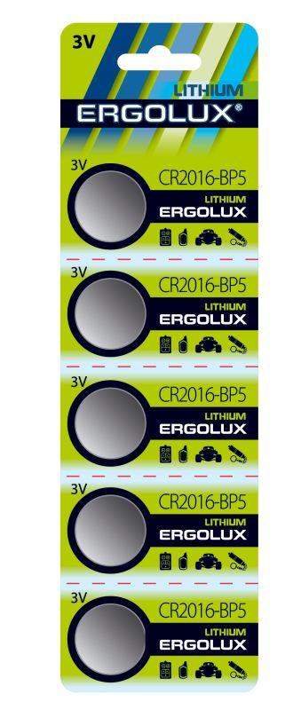 элемент питания литиевый cr2016 bl-5 3в (блист.5шт) ergolux 12049 от BTSprom.by