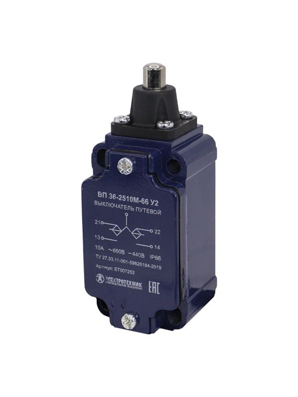 выключатель путевой вп 36-2510м-66 у2 1но+1нз 3а ip66 толкатель инерционный 30х60мм без сальника электротехник et007252 от BTSprom.by