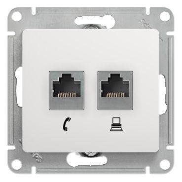 розетка компьютерная + телефонная 2-м сп glossa rj45 + rj11 кат.5e механизм бел. se gsl000185 от BTSprom.by