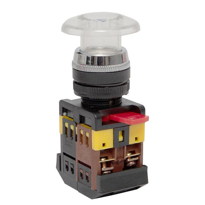 кнопка "грибок" aela-22 no+nc 220в с подсветкой бел. proxima ekf pbn-aela-1w-220 от BTSprom.by