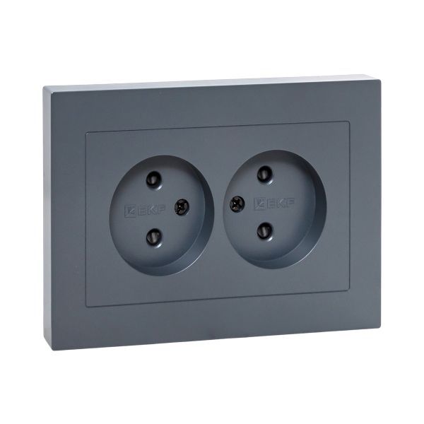 розетка 2-м сп эпика 16а без заземл. защ. шторки с рамкой механизм графит ekf up1-sog-201 от BTSprom.by