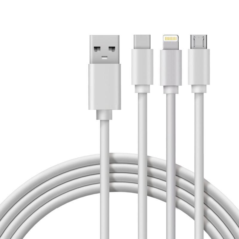 кабель usb 3в1 type-с (3а) lightning (2.4а) micro usb (2а) 1м пвх rexant 18-1127 от BTSprom.by