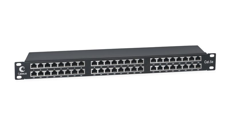 патч-панель 19дюйм 1u 48 портов rj45 кат.5e полностью экранир. dual idc высокой плотности cabeus 8890c от BTSprom.by